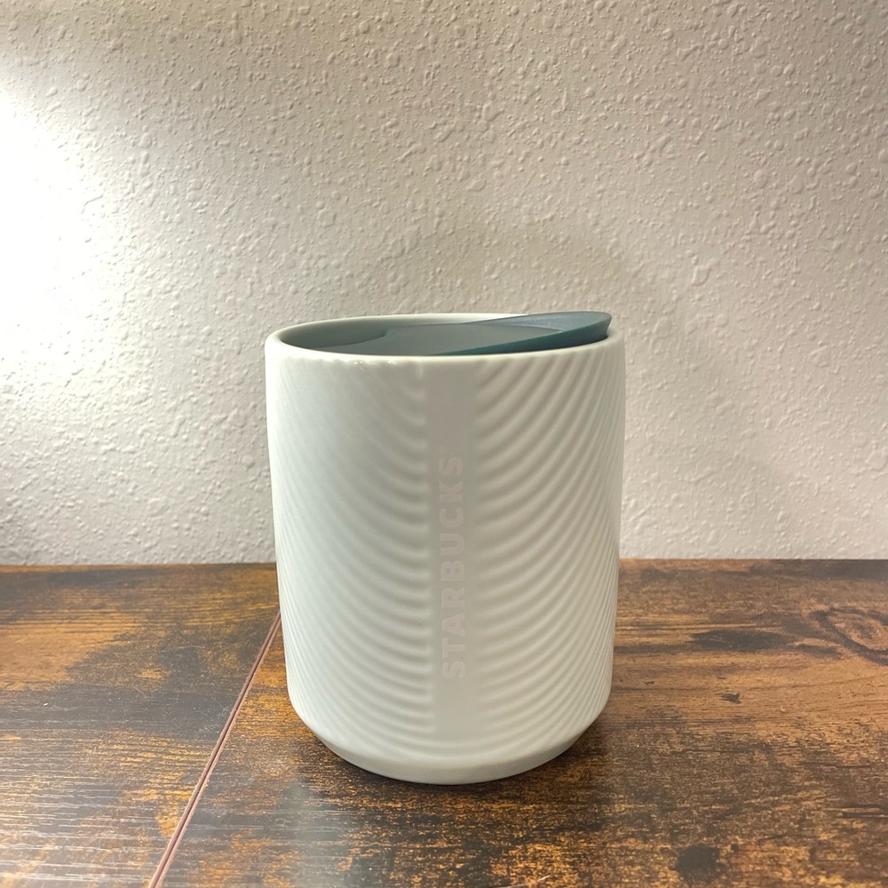 Starbucks Textured White Mug with Teal Interior